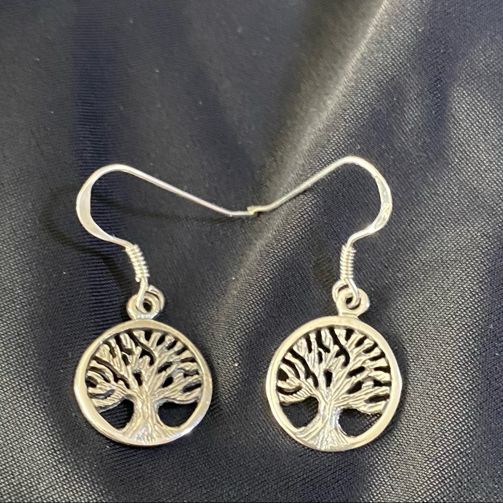 New Sterling Silver Tree of Life Earrings Stamped 925 - Picture 7 of 9